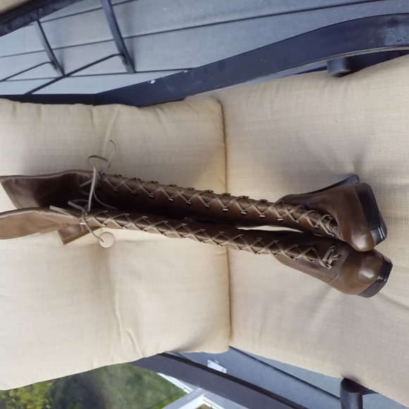 Stuart Weitzman Over The Knee Stiletto Lace-up Boots Size 7.5 - Picture 4 of 8